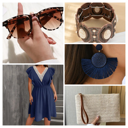 Navy Blue Summer Dress - complete outfit