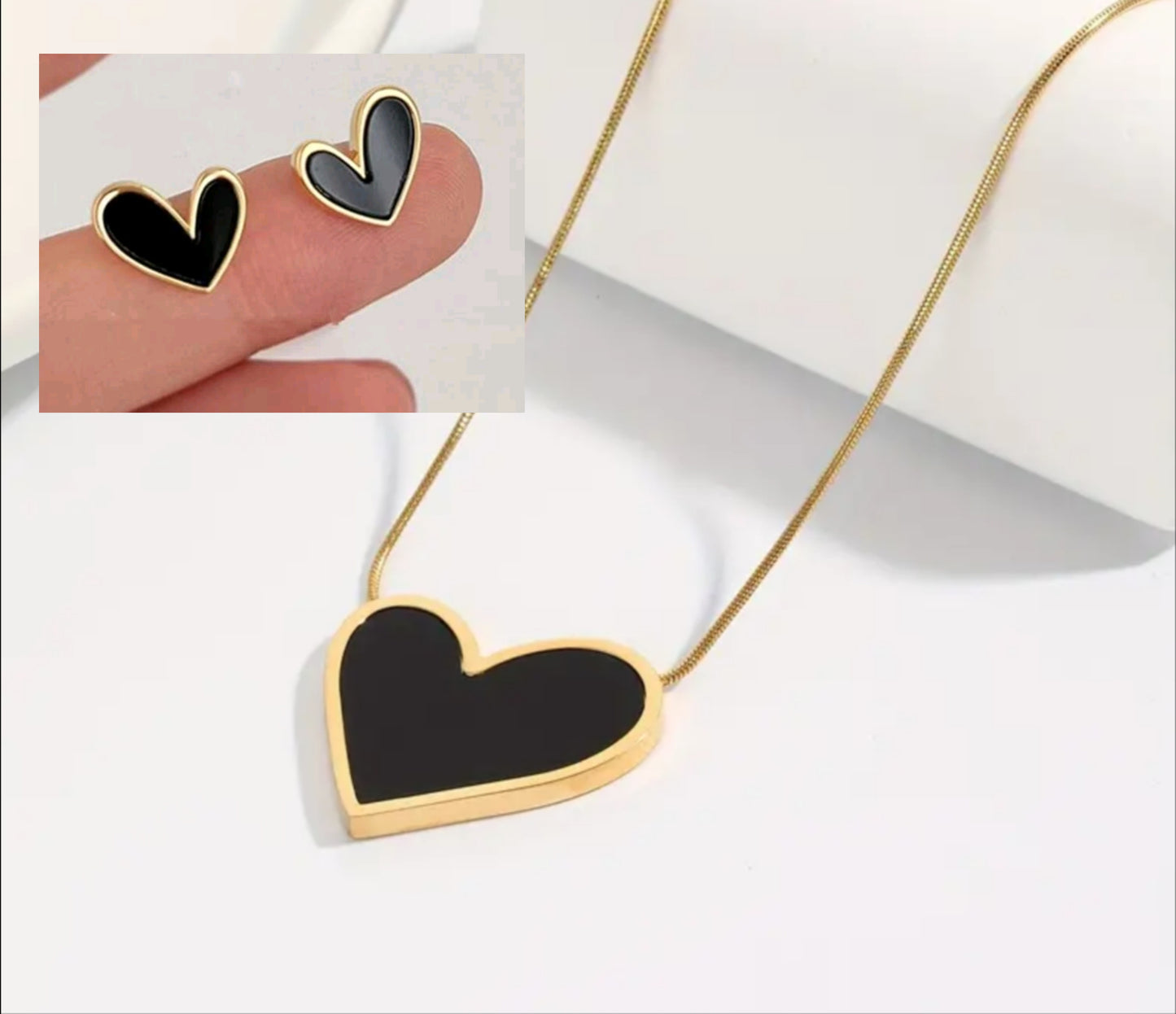 Black and Gold Sweetheart Necklace