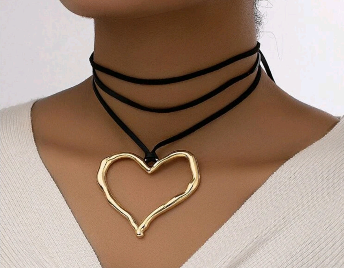 Sale!! Long Gold Heart Pendant Necklace - Super cute!!