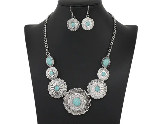 Teal Boho Necklace Set