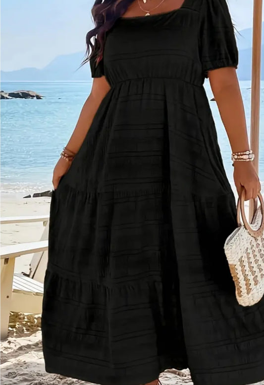 Black Summer Ruffle Dress - plus