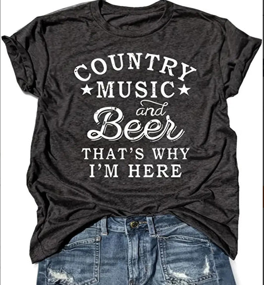 Country Music and Beer Dark Grey T-Shirt